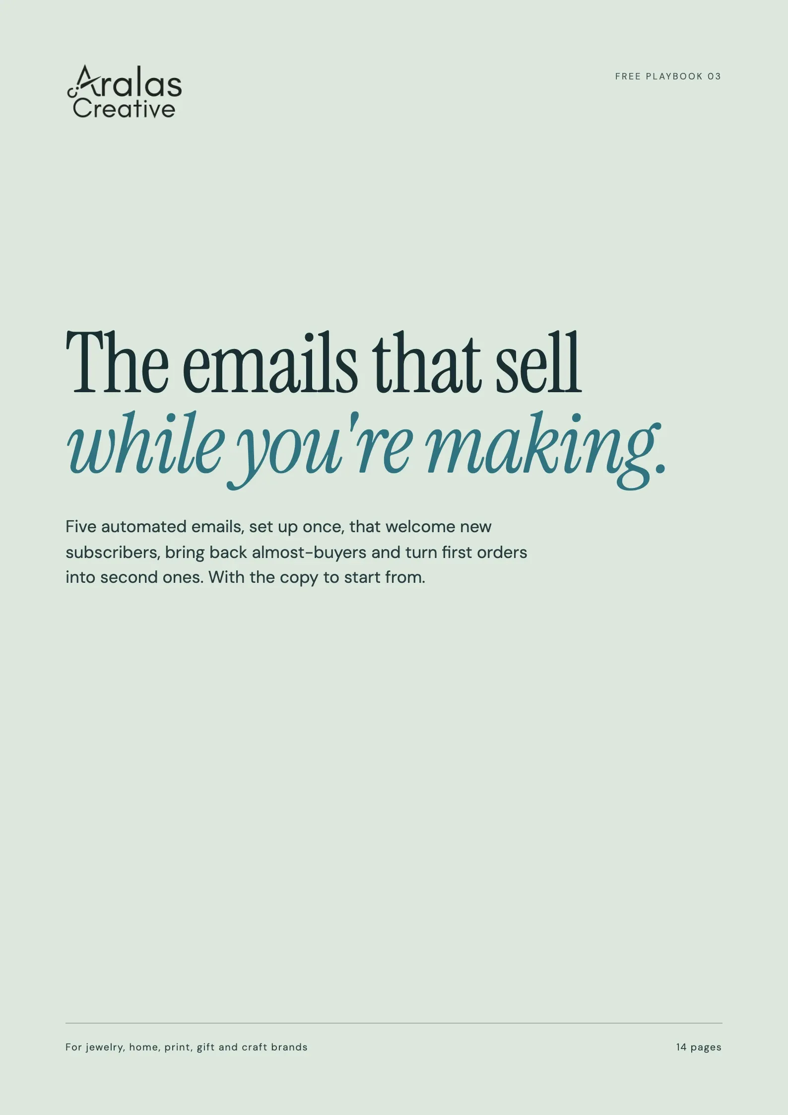 Cover of The email flows playbook, a 14-page PDF from Aralas Creative