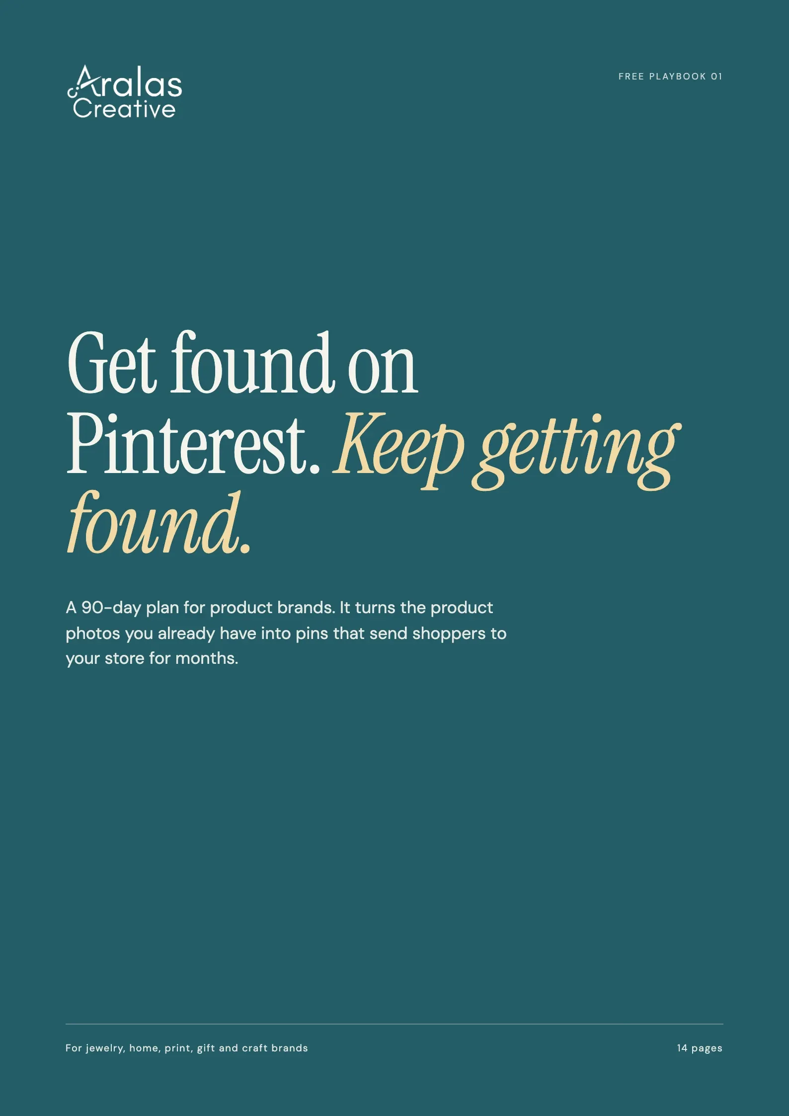 Cover of The Pinterest playbook, a 14-page PDF from Aralas Creative
